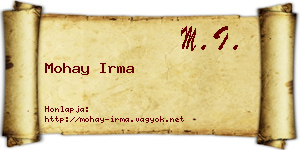 Mohay Irma névjegykártya