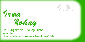 irma mohay business card
